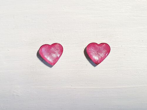 Mini heart studs - Candyfloss pearl ,SKU551