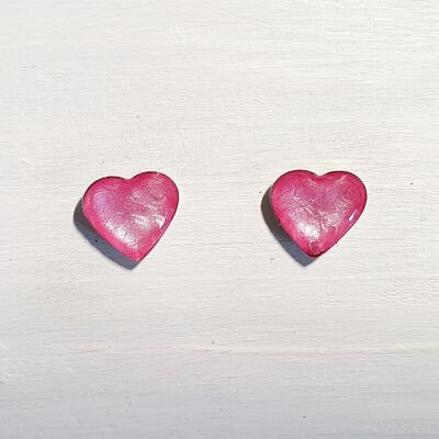 Mini heart studs - Candyfloss pearl ,SKU551