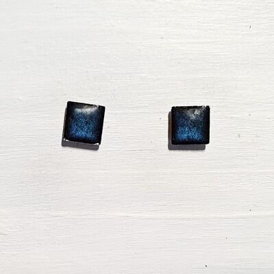 Mini quadratische Ohrstecker - Nachtblau ,SKU556