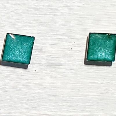 Mini square studs - Turquoise ,SKU557