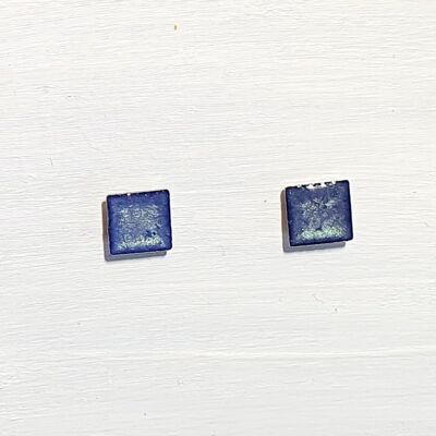 Mini square studs - Navy blue ,SKU558
