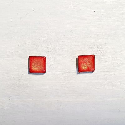 Mini square studs - Orange ,SKU560