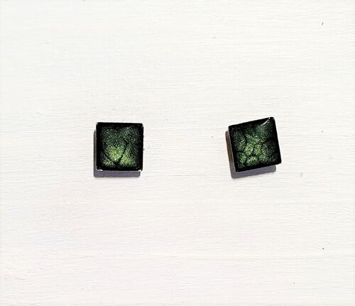 Mini square studs - Dark green ,SKU562