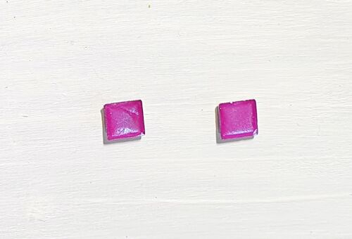 Mini square studs - Iridescent purple ,SKU567