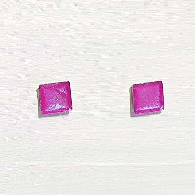 Mini square studs - Iridescent purple ,SKU567