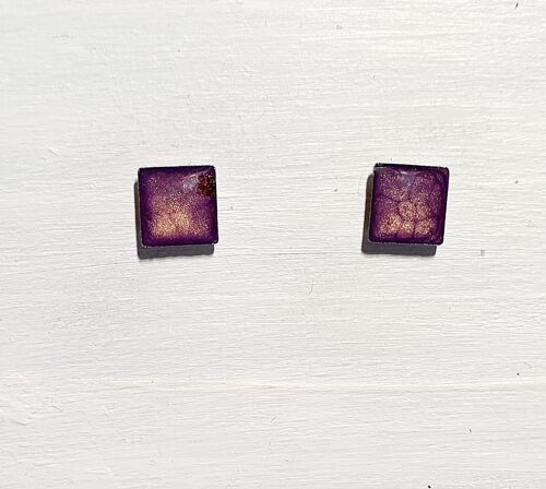 Mini square studs - Purple ,SKU569