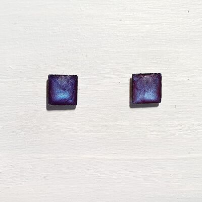 Mini quadratische Ohrstecker - Violett ,SKU570