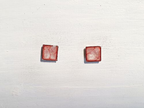 Mini square studs - Bubblegum pink ,SKU573