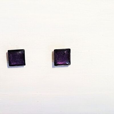 Mini square studs - Deep purple pearl ,SKU575
