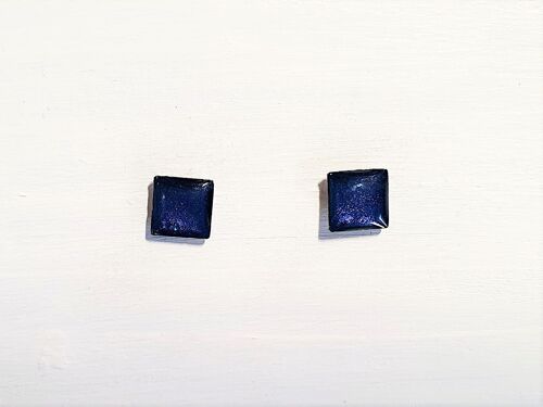 Mini square studs - Midnight pearl ,SKU576