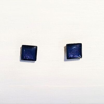 Mini square studs - Midnight pearl ,SKU576