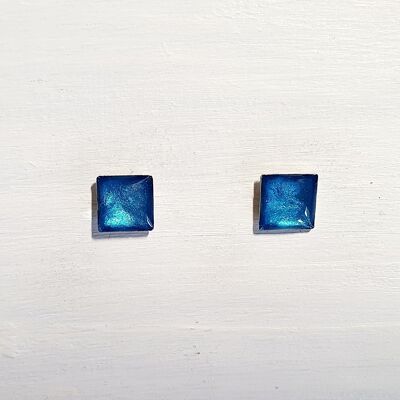 Mini square studs - Sea blue pearl ,SKU577