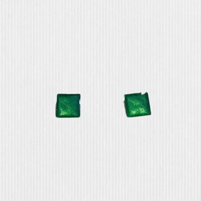 Mini square studs - Pearl Green ,SKU585