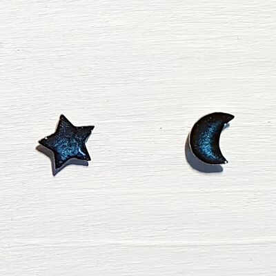 Mini clous lune et étoile - Bleu nuit ,SKU586