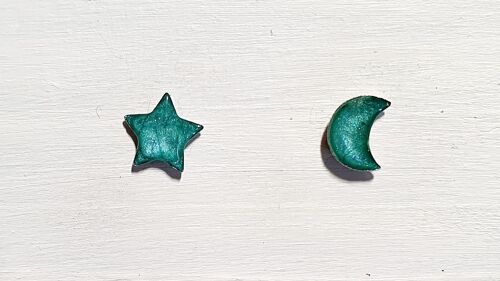 Mini moon & star studs - Turquoise ,SKU587