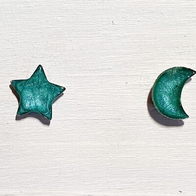 Mini moon & star studs - Turquoise ,SKU587