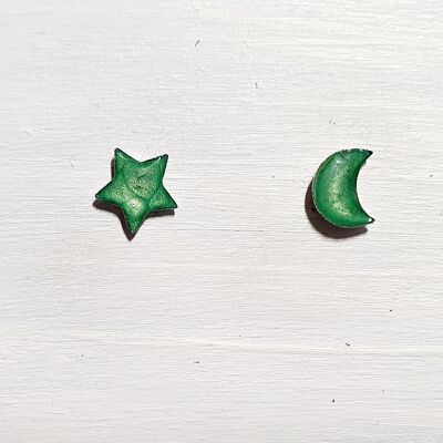 Mini tachuelas luna y estrella - Verde, SKU591