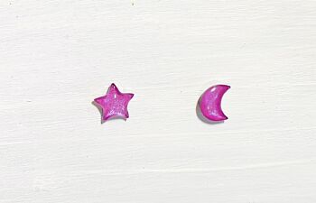 Mini clous lune et étoile - Violet irisé ,SKU597