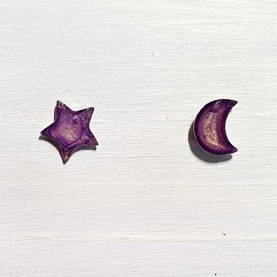 Mini clous lune et étoile - Violet ,SKU599