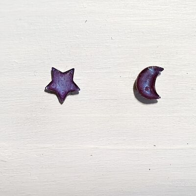 Mini tachuelas luna y estrella - Violeta, SKU600