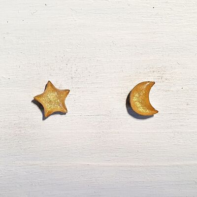 Mini clous lune et étoile - Or ,SKU602