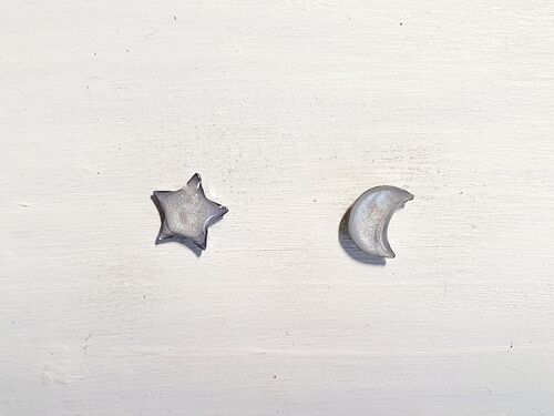 Mini moon & star studs - Ice ,SKU604