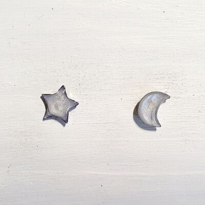 Mini moon & star studs - Ice ,SKU604
