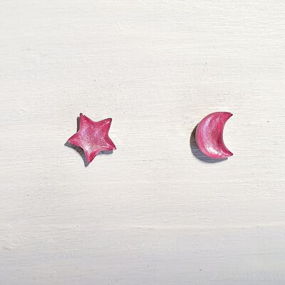 Mini tachuelas luna y estrella - Perla de hilo de caramelo, SKU612
