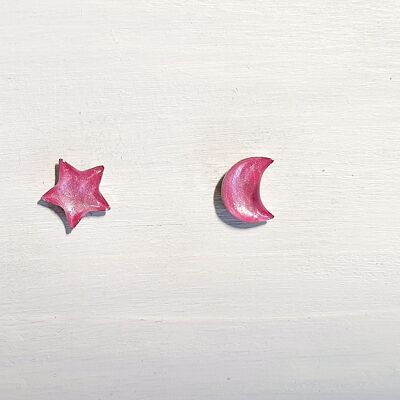 Mini clous de lune et d'étoiles - Perle de barbe à papa, SKU612