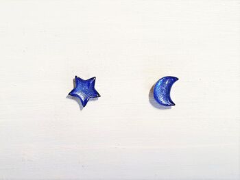 Mini clous lune et étoile - Perle bleuet ,SKU614