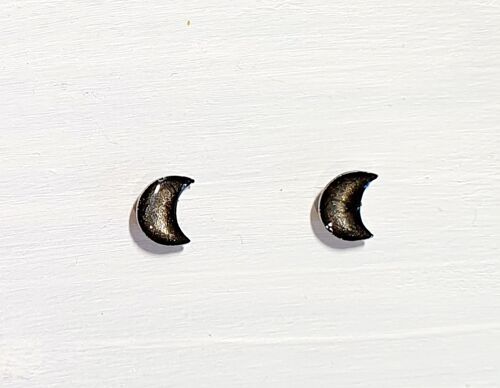 Mini moon studs - Onyx ,SKU619