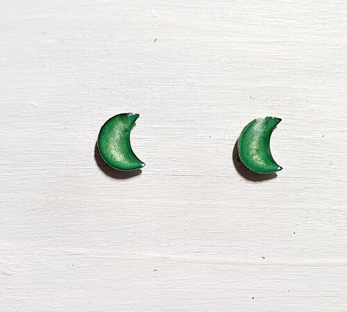 Mini moon studs - Green ,SKU621