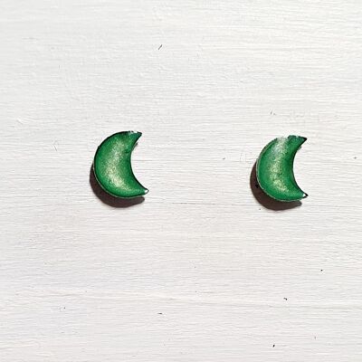 Mini moon studs - Green ,SKU621