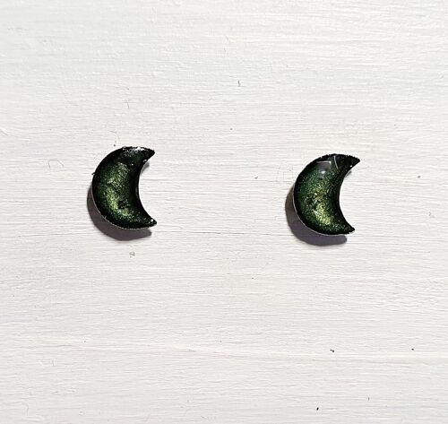 Mini moon studs - Dark green ,SKU622