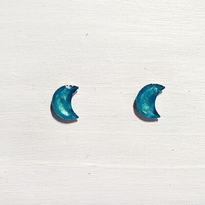 Mini Moon Ohrstecker - Irisierendes Blau ,SKU623