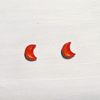 Mini moon studs - Iridescent orange ,SKU625