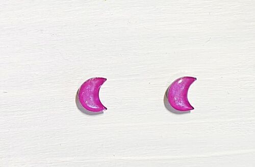 Mini moon studs - Iridescent purple ,SKU627