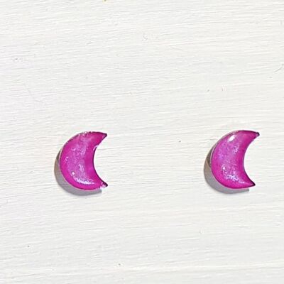 Mini moon studs - Iridescent purple ,SKU627