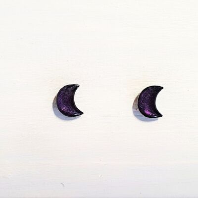 Mini moon studs - Deep purple pearl ,SKU635