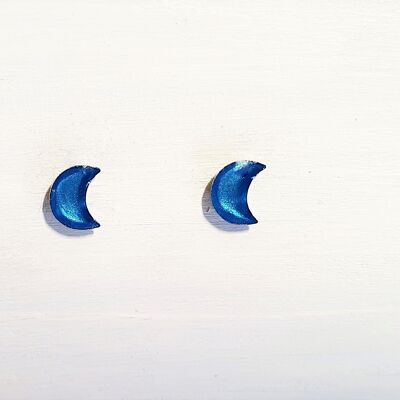 Mini moon studs - Sea blue pearl ,SKU637