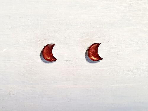 Mini moon studs - Iridescent copper ,SKU639