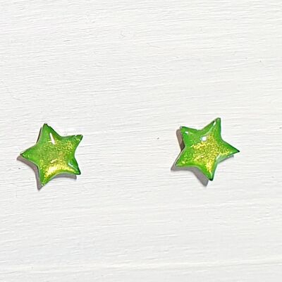Mini tachuelas de estrella - Verde iridiscente, SKU655