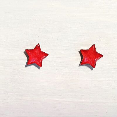 Mini star studs - Red pearl ,SKU673