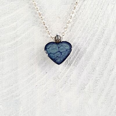Collar con colgante de corazón - Azul marino, SKU753