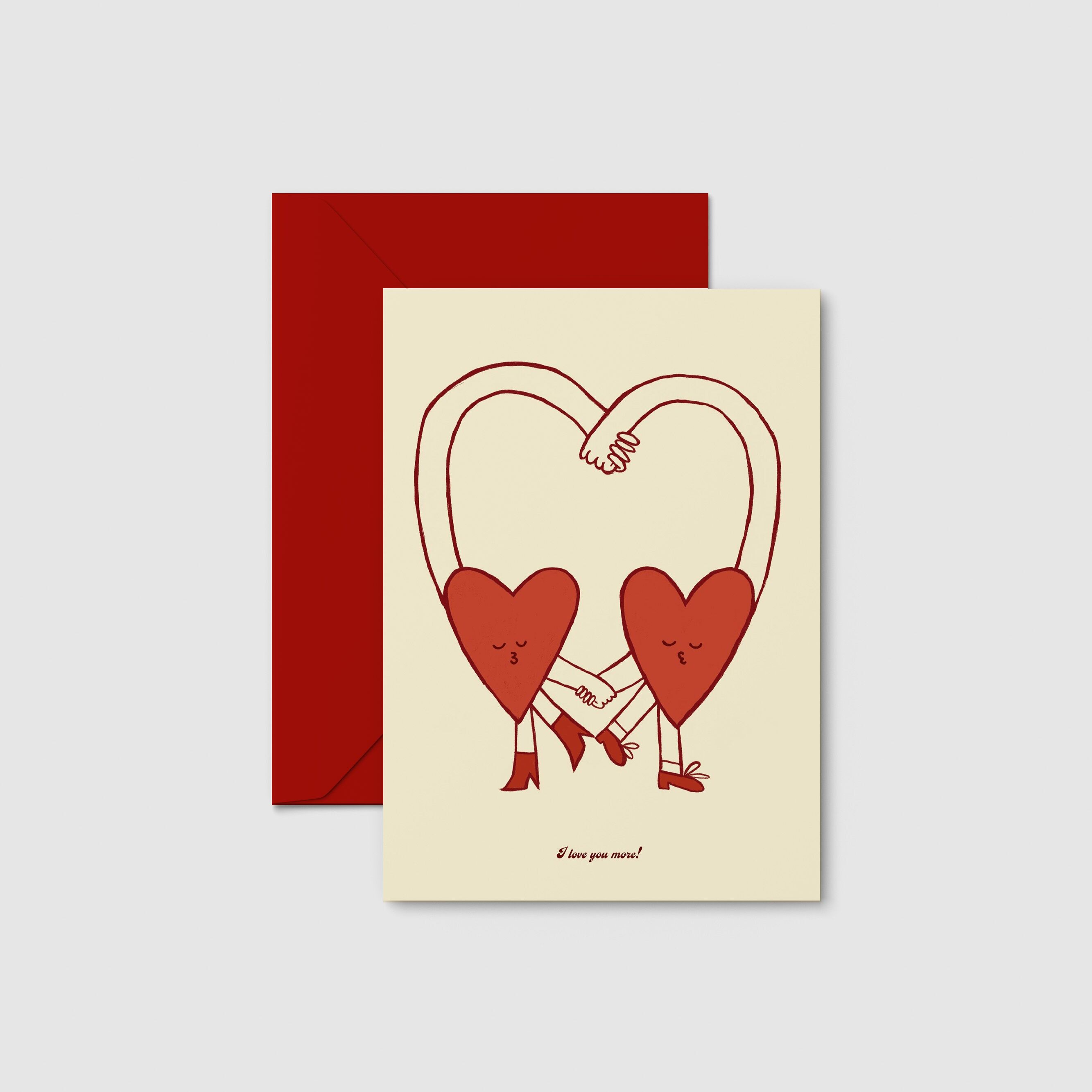 Postkarte „Ich liebe dich mehr“