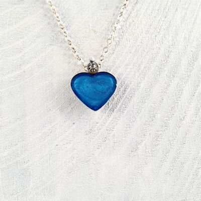 Colgante-collar de corazón - Perla azul marino, SKU757