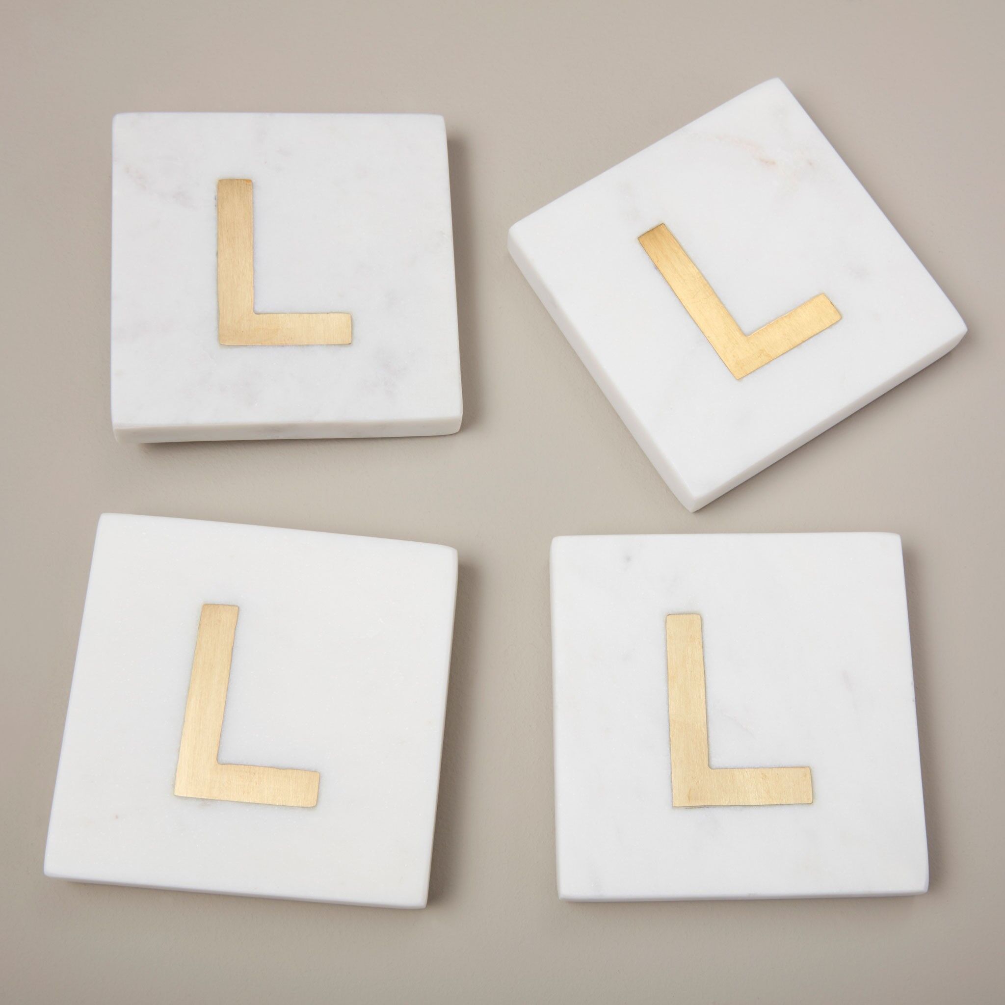 Verona Marble Monogram Coasters Set of 4   - Letter L