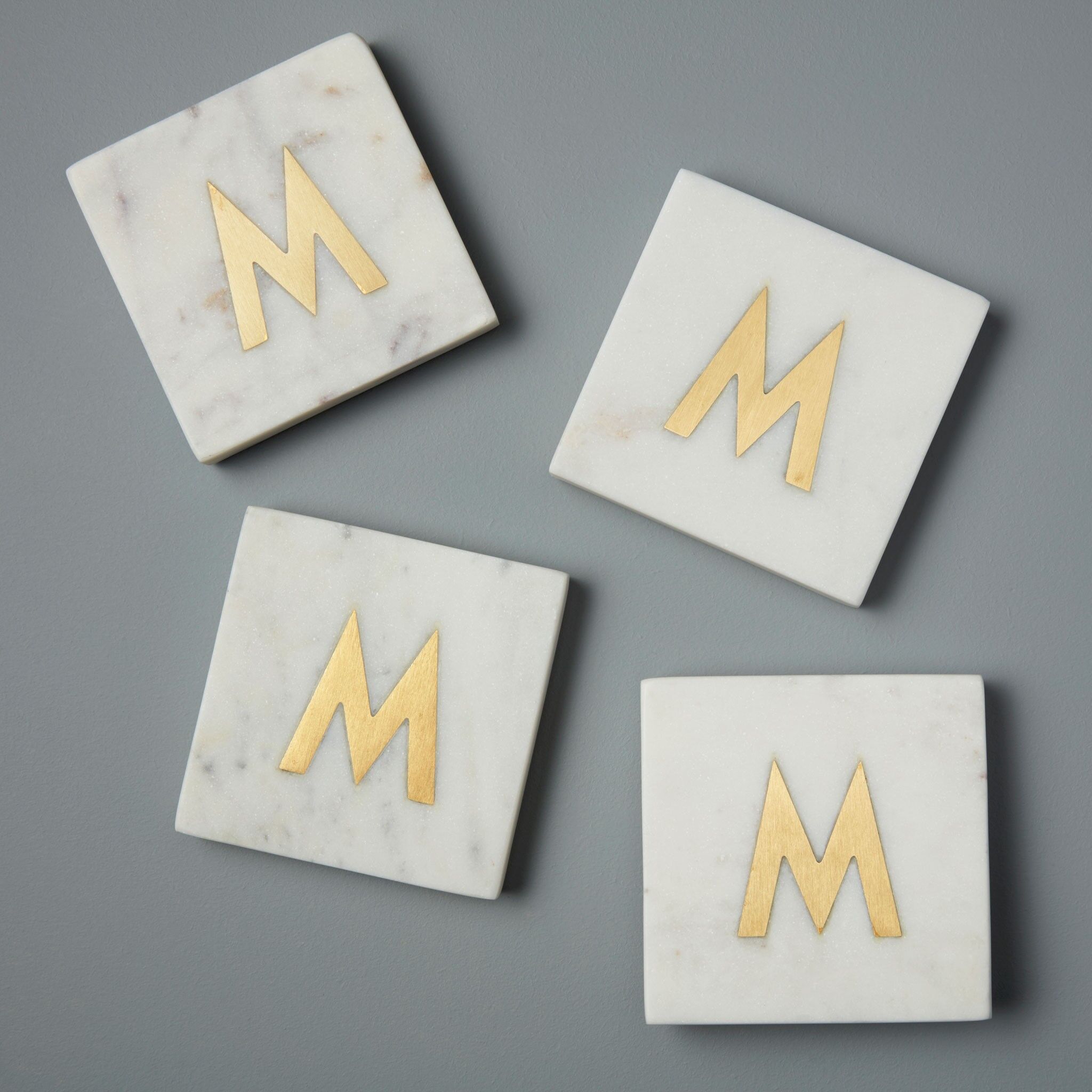 Verona Marble Monogram Coasters Set of 4   - Letter M