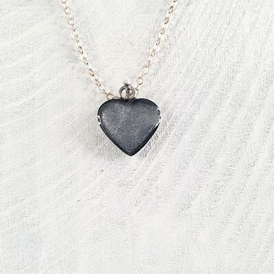 Collier pendentif coeur - Perle argentée ,SKU762