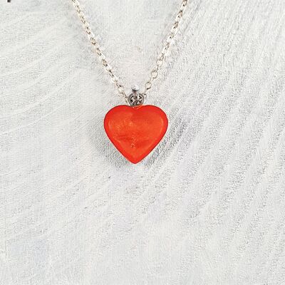 Heart pendant-nekclace - Iridescent orange ,SKU764